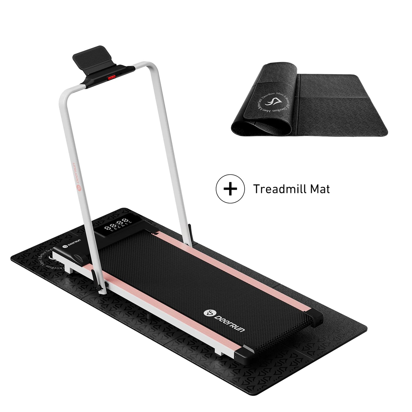 Deerrun A5 Pro Smart 2 in 1 Folding Treadmill Pink with Handrail, 300Lbs