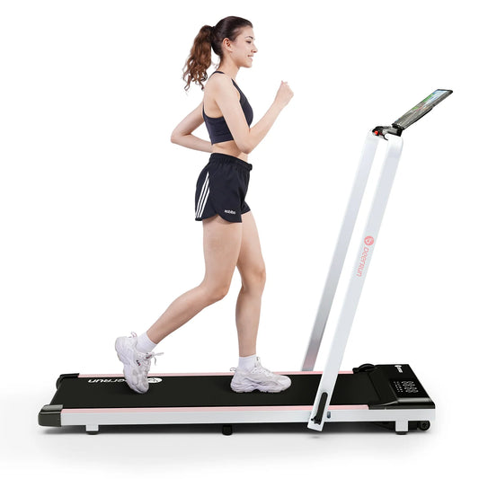 Deerrun A5 Pro Smart 2 in 1 Folding Treadmill Pink with Handrail, 300Lbs